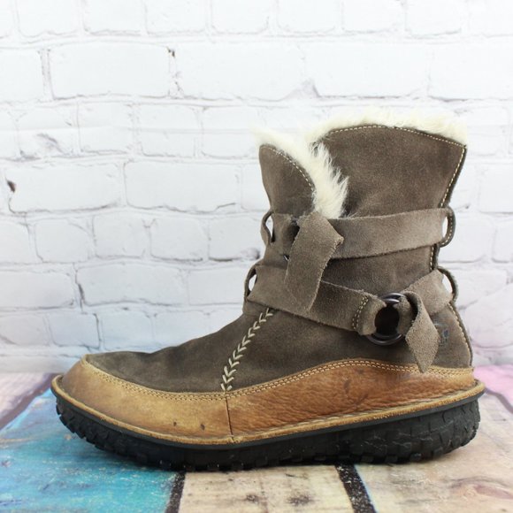 Sorel Shoes - Sorel Tootega Brown Suede Fur Lined Ankle Strap Winter Boots Size 6 M